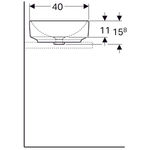 Lavabo sobre encimera serie Geberit VariForm elíptico: 55x40cm, Toma de grifo=Sin, Rebosadero=Sin, Blanco